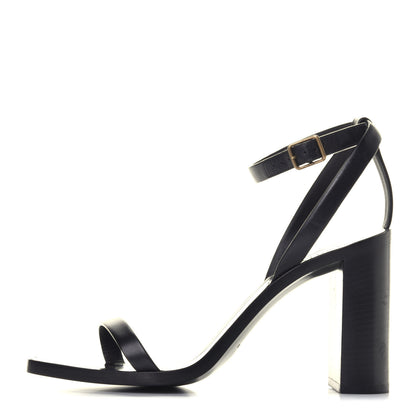 Saint Laurent Calfskin Loulou Ankle Strap Sandals 37.5 Black 1 of 9