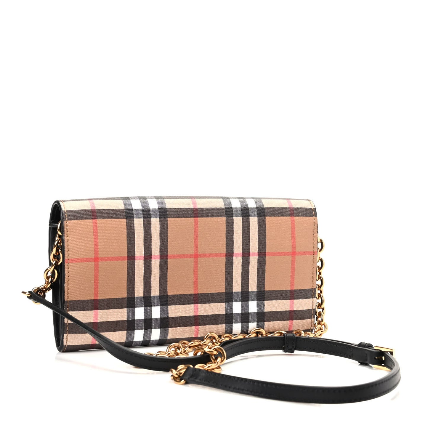 Vintage Check Henley Wallet On Chain Black