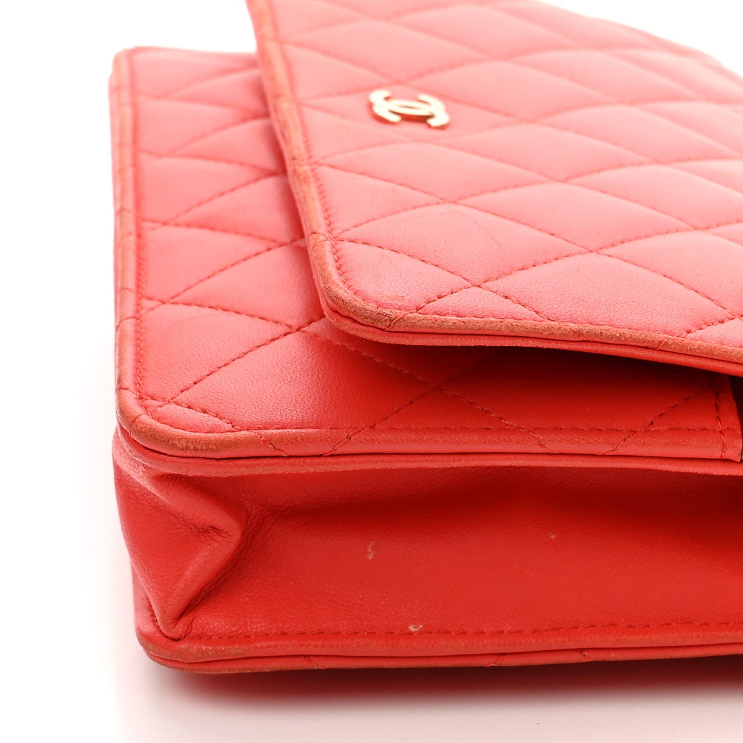 Chanel Lambskin Quilted Wallet On Chain WOC Red 15 of 17