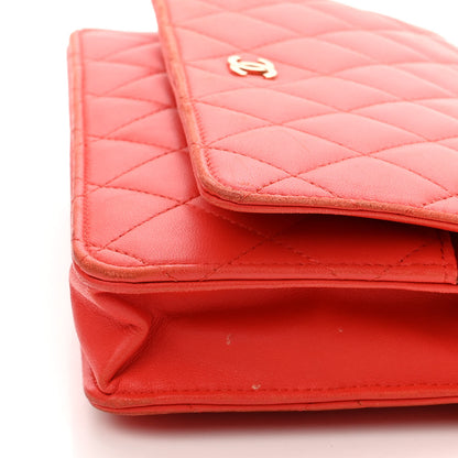 Chanel Lambskin Quilted Wallet On Chain WOC Red 15 of 17