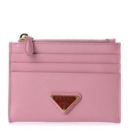 Prada Saffiano Metal Zip Card Holder Petalo 1 of 8