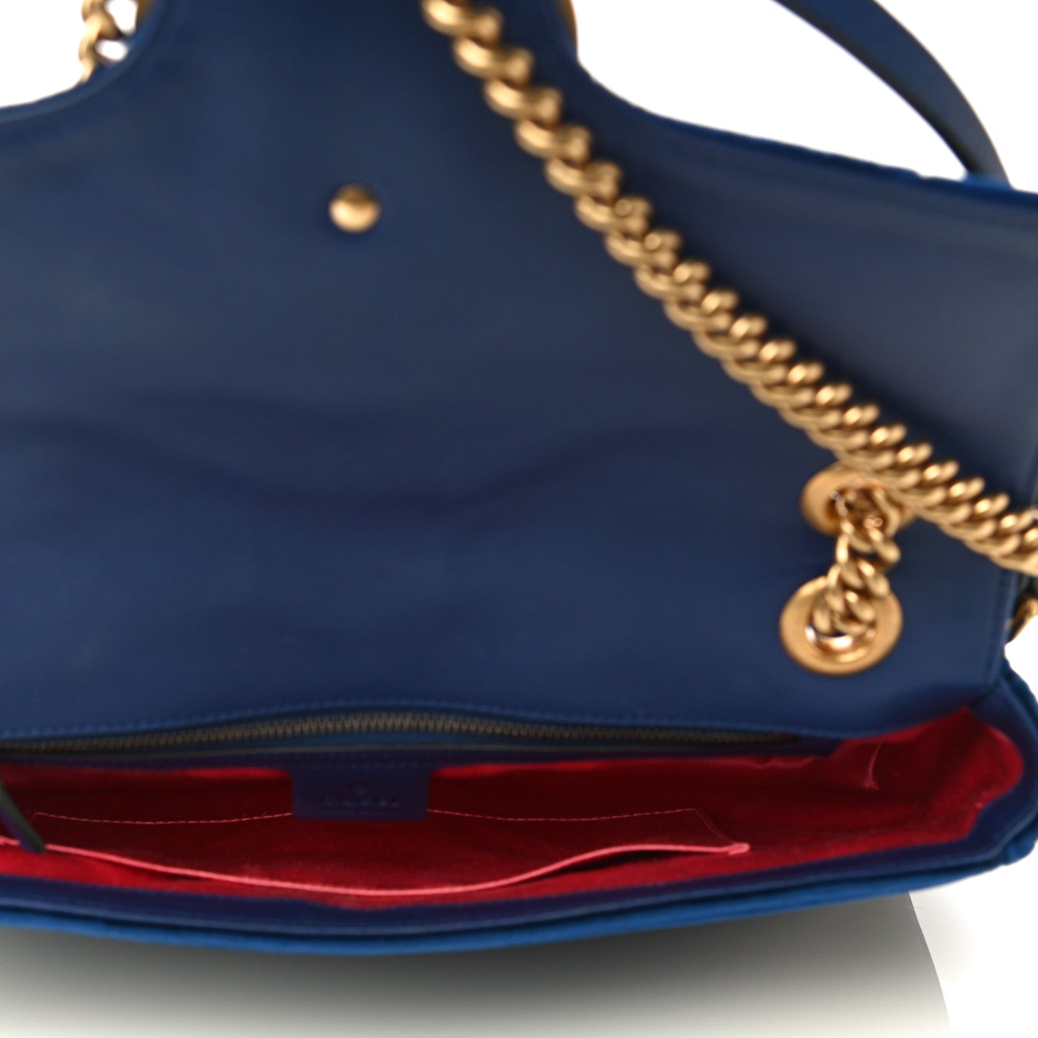 Gucci Velvet Matelasse Medium GG Marmont Shoulder Bag Cobalt Blue 5 of 9