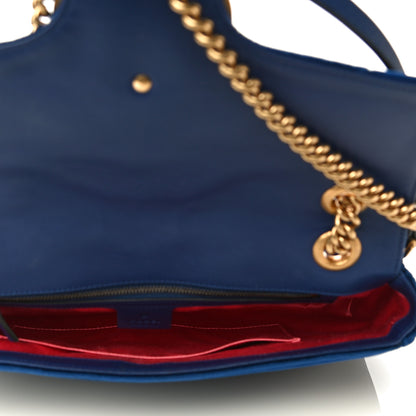 Gucci Velvet Matelasse Medium GG Marmont Shoulder Bag Cobalt Blue 5 of 9
