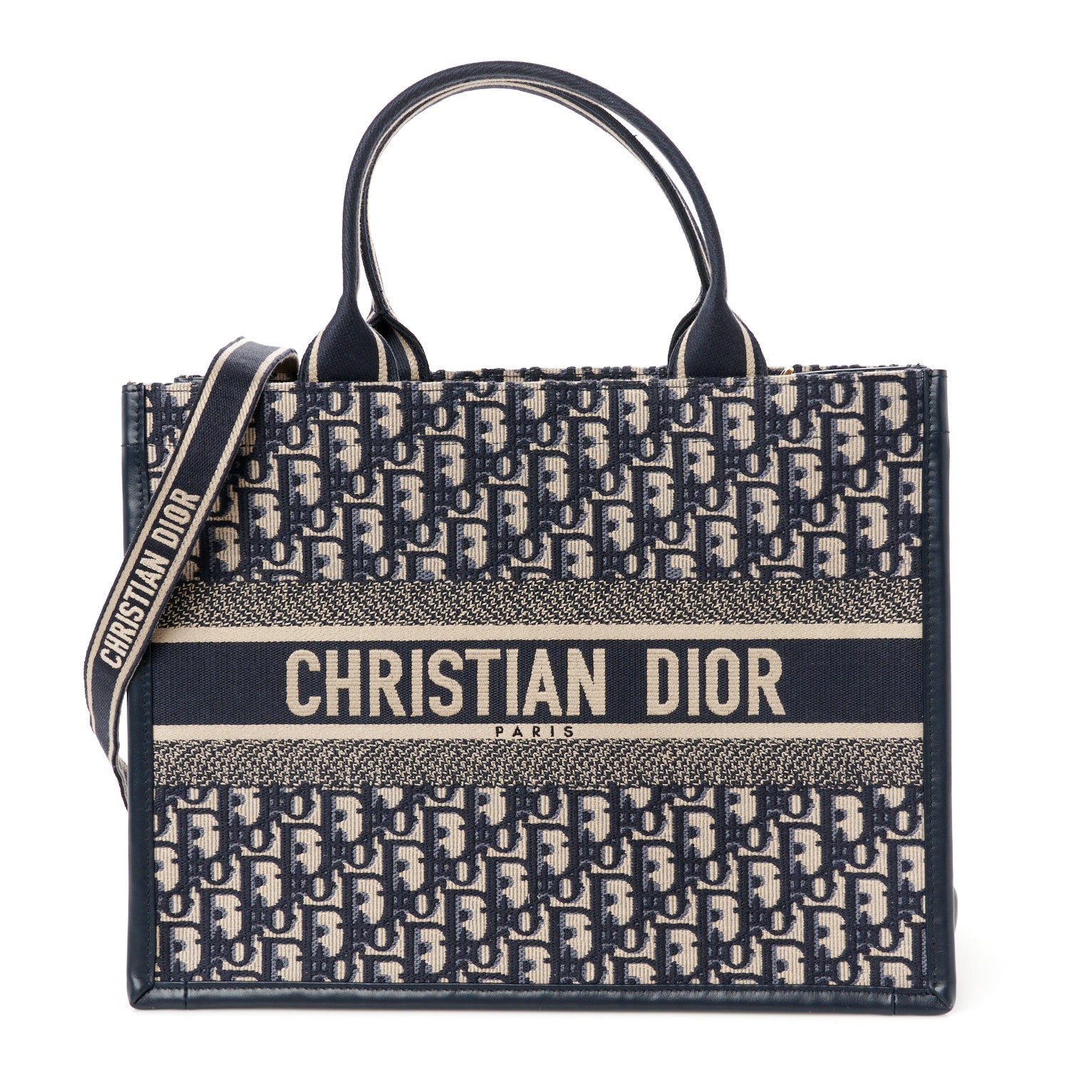 Christian Dior Oblique Calfskin Medium Book Tote With Strap Blue Multicolor 1 of 10