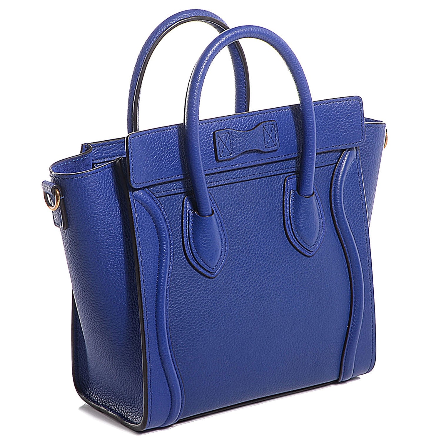 Celine Drummed Calfskin Nano Luggage Indigo 3 of 7