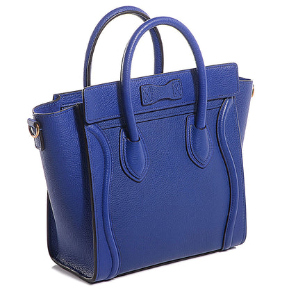 Celine Drummed Calfskin Nano Luggage Indigo 3 of 7