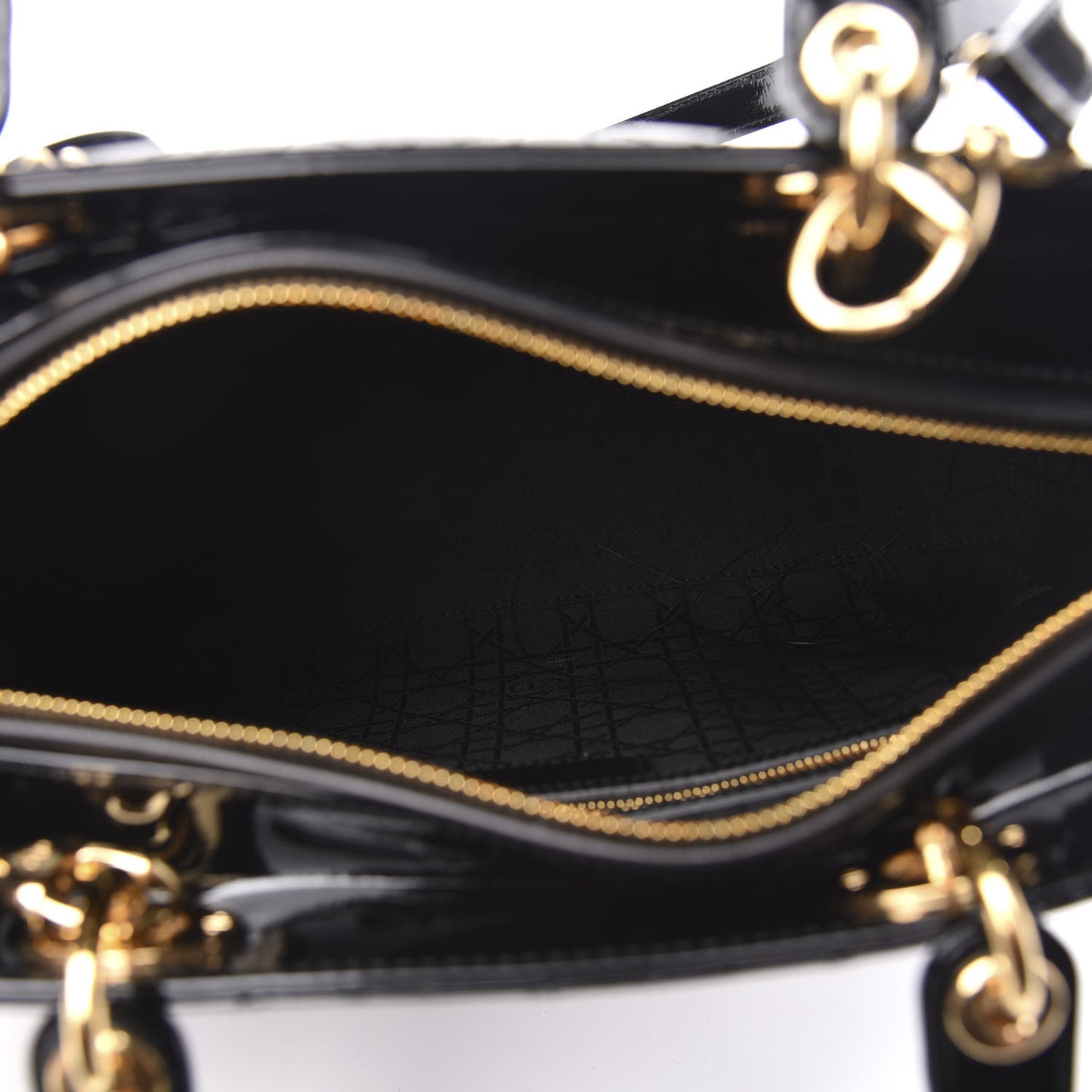 Patent Cannage Large Lady Dior Black