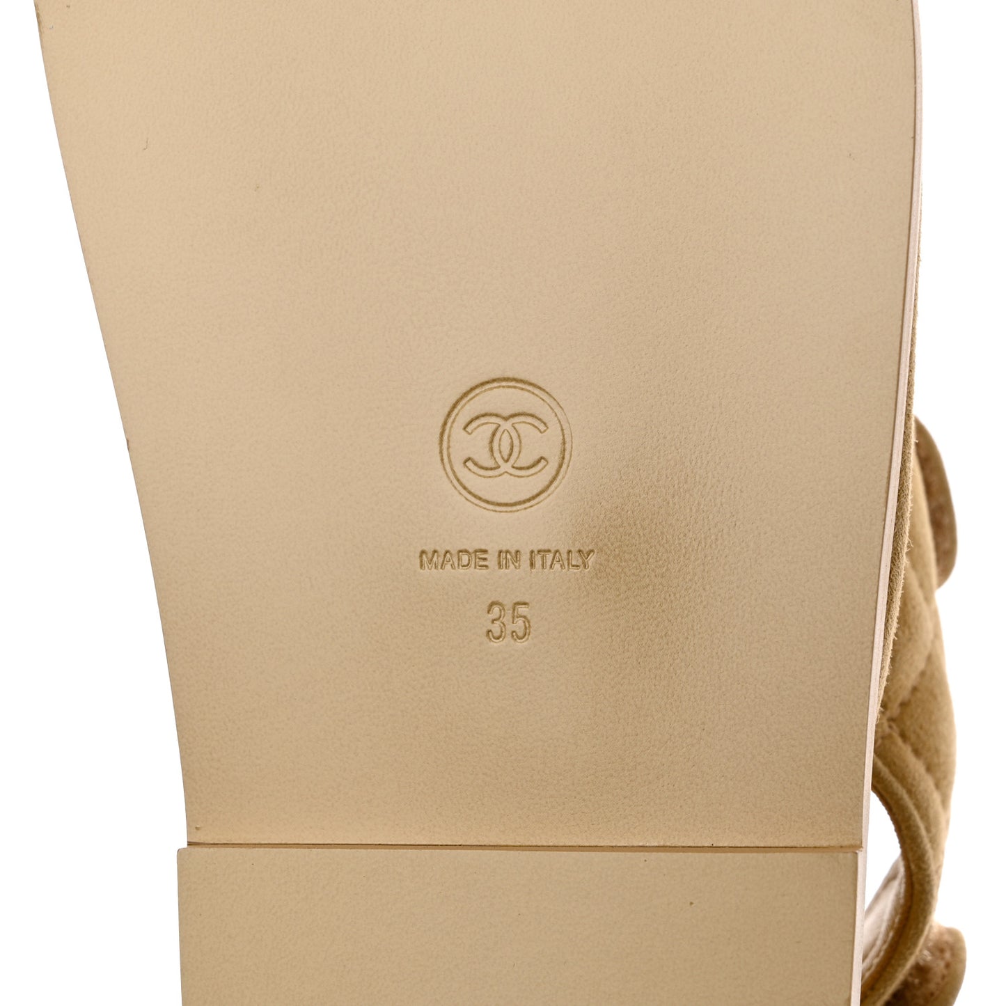 Suede Calfskin Pearl Velcro Dad Sandals 35 Beige