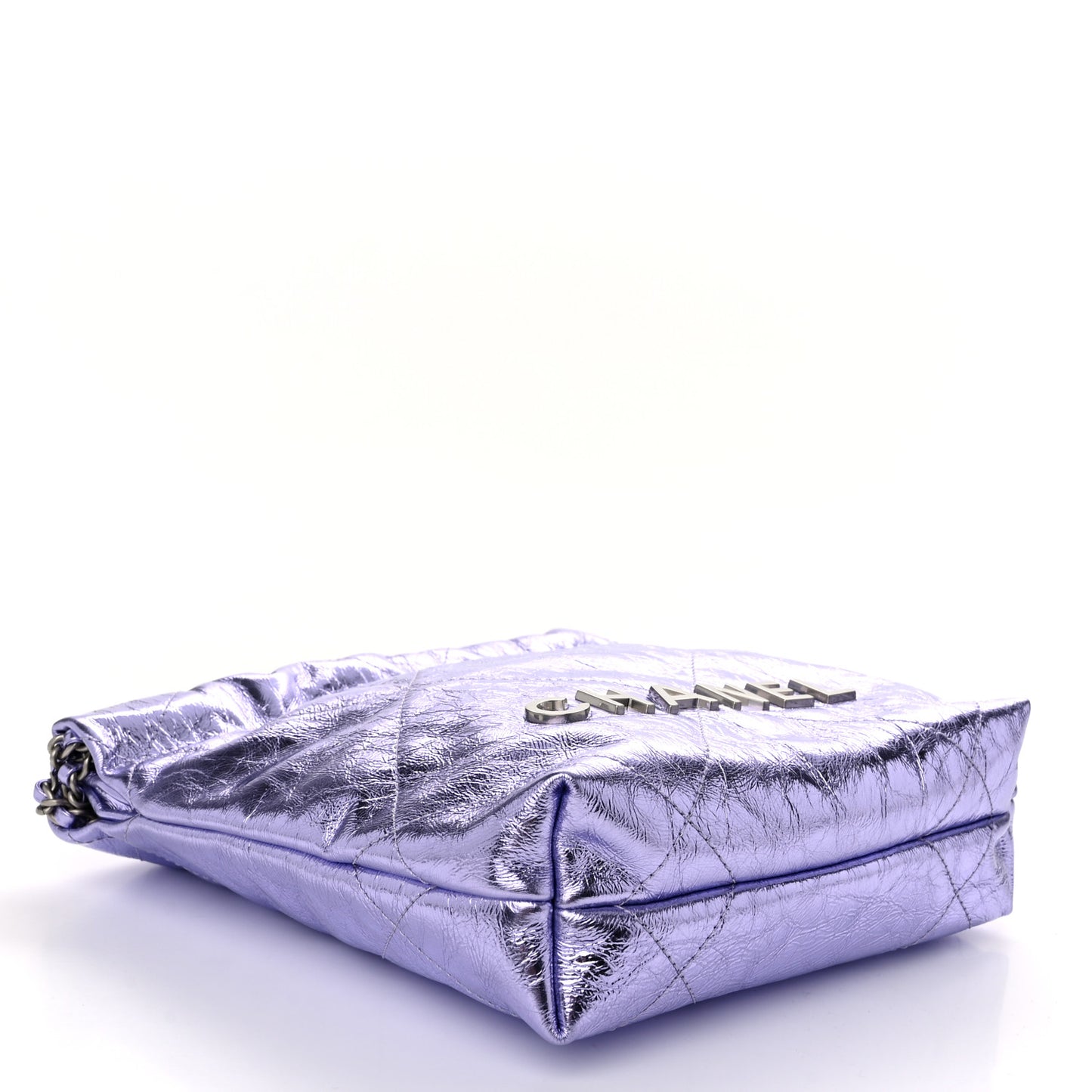 Metallic Calfskin Quilted Mini Chanel 22 Lilac
