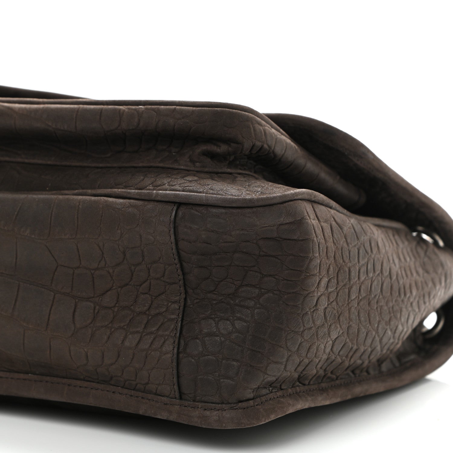 Saint Laurent Nubuck Crocodile Embossed Monogram Medium Niki Chain Satchel Wood 10 of 10