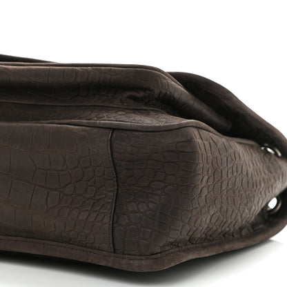 Saint Laurent Nubuck Crocodile Embossed Monogram Medium Niki Chain Satchel Wood 10 of 10