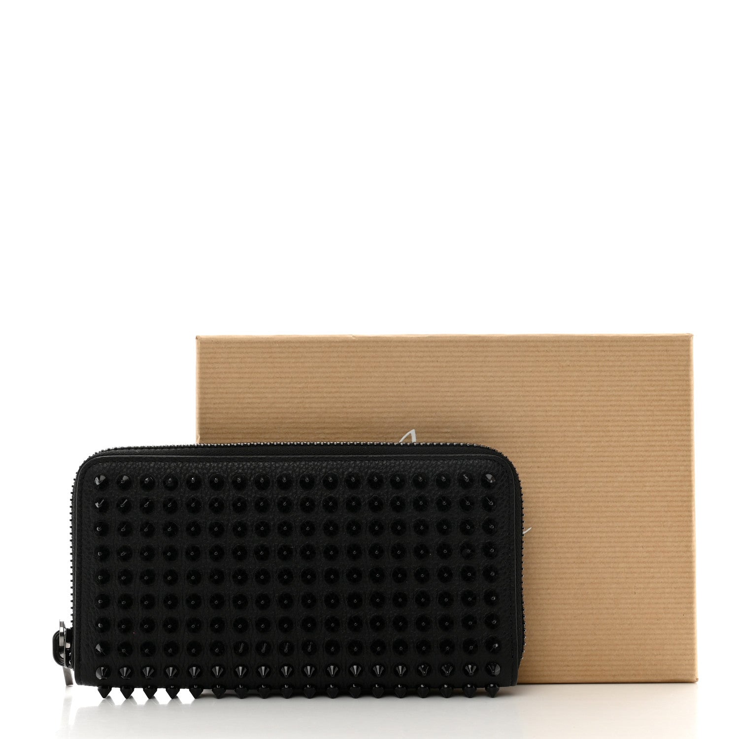 Christian Louboutin Calfskin Empire Panettone Spiked Zip Around Wallet Black 8 of 8