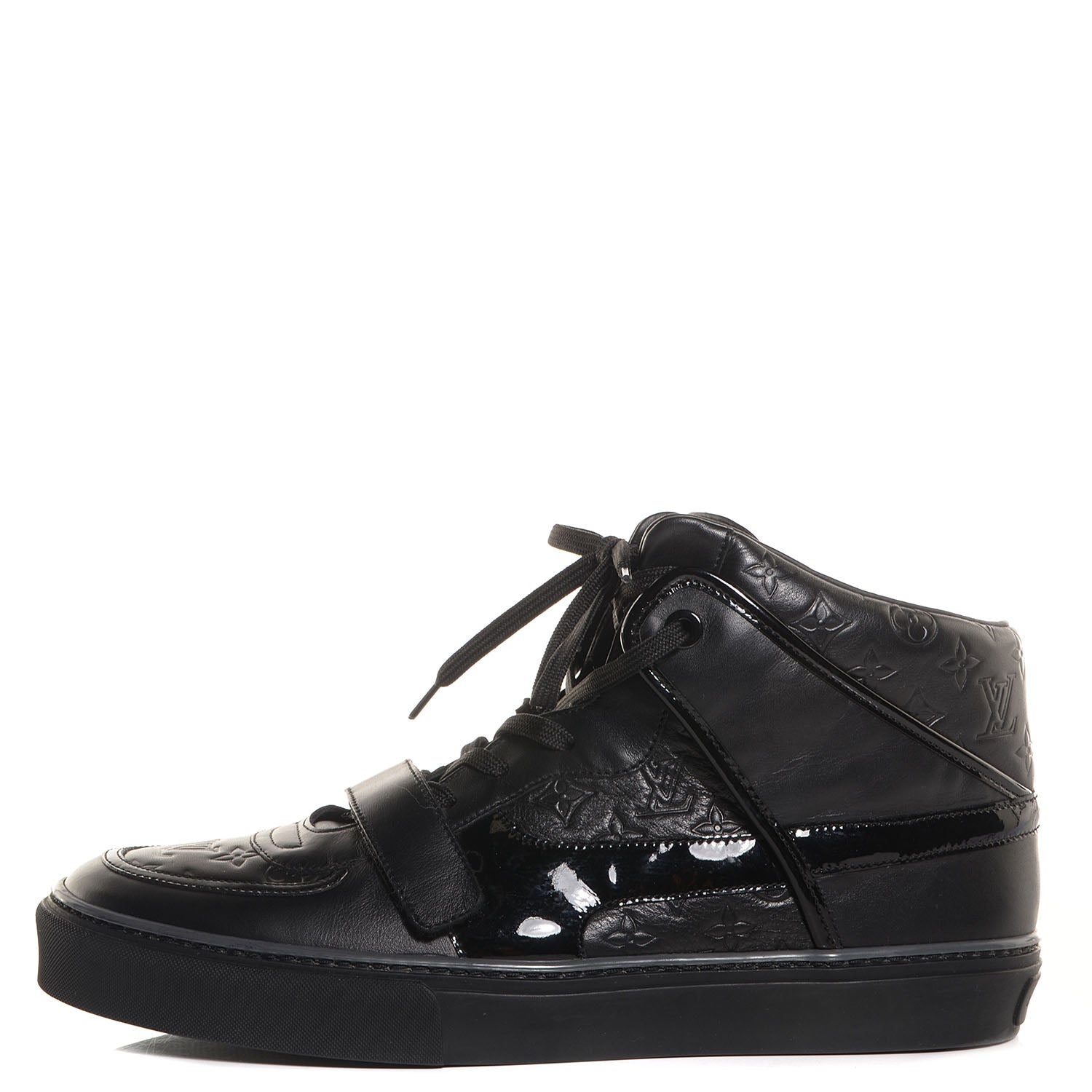 Louis Vuitton Patent Calfskin Embossed Monogram Tower Sneakers 9 Black 1 of 5