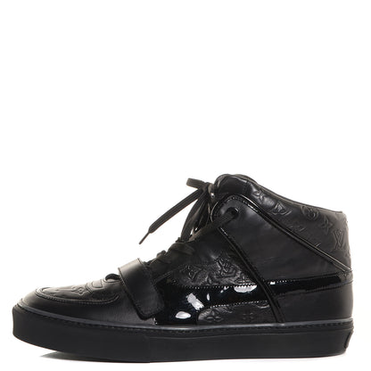 Louis Vuitton Patent Calfskin Embossed Monogram Tower Sneakers 9 Black 1 of 5
