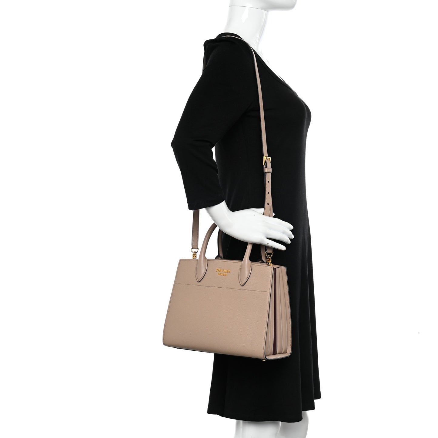 Saffiano City Calfskin Bibliothèque Top Handle Cammeo Granato
