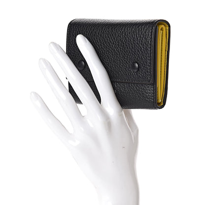 Celine Drummed Calfskin Small Multifunction Folded Wallet Black 2 of 7