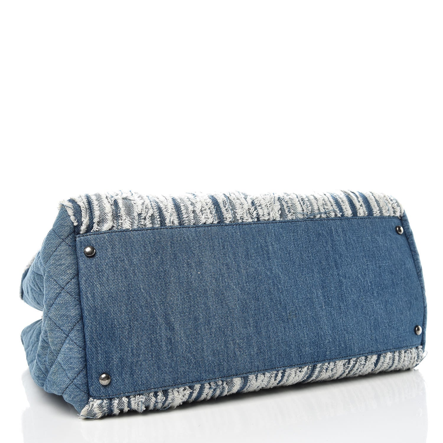 Chanel Denim Fringe Large Shopping Tote Blue 4 of 9