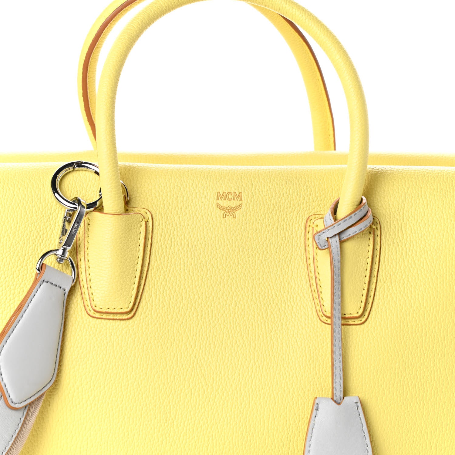 MCM Grained Calfskin Medium Milla Tote Custard Yellow 6 of 9