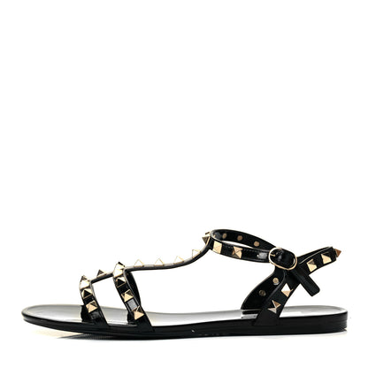 Valentino Garavani PVC Jelly Rockstud Caged Sandals 38 Black 1 of 7