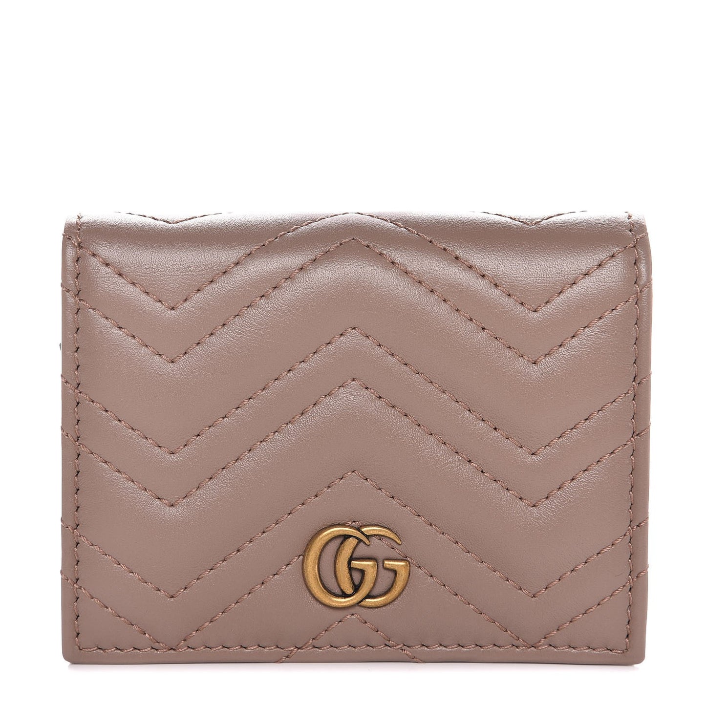 Calfskin Matelasse GG Marmont Card Case Wallet Porcelain Rose