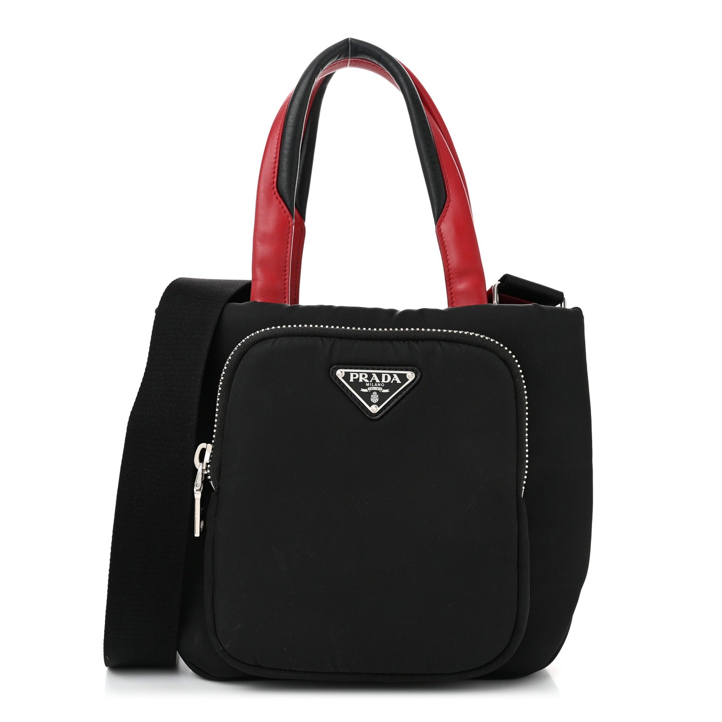 Tessuto Nylon Pocket Small Cargo Tote Black Rosso