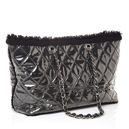Chanel Vinyl Quilted Funny Tweed Tote Black 3 of 9