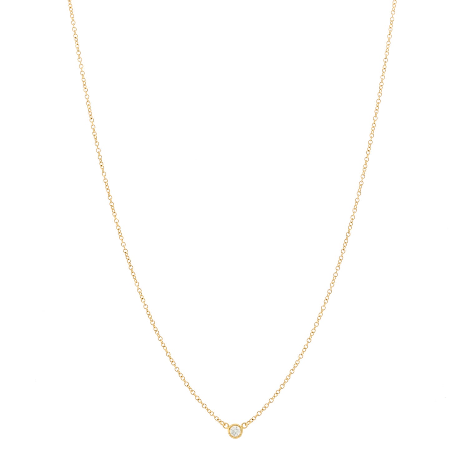 Tiffany 18K Yellow Gold Diamond .05ct Elsa Peretti Diamonds by the Yard Pendant Necklace 1 of 6