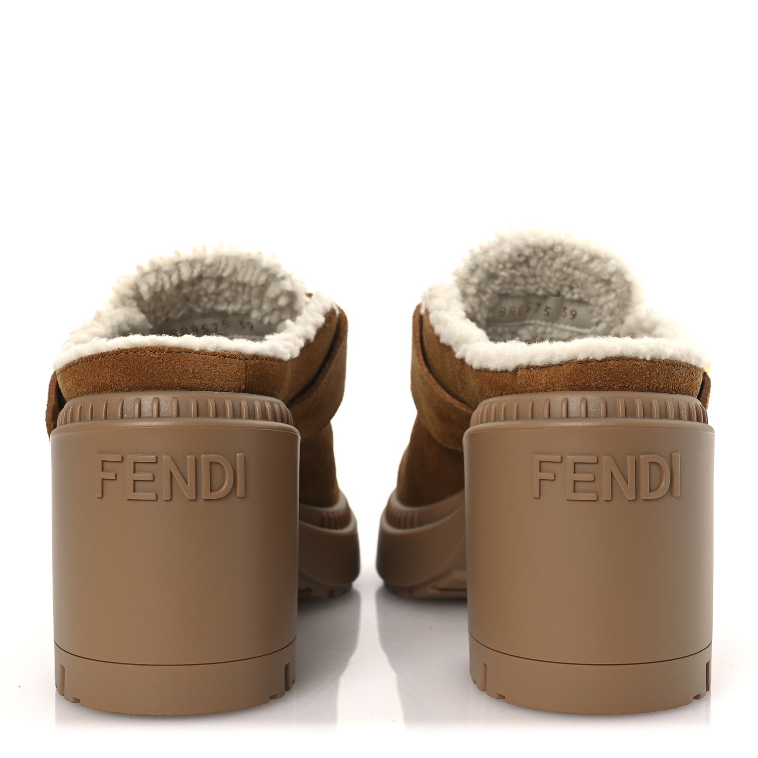Fendi Suede Shearling Clogs 39 Caramel Latte 6 of 11