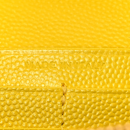 Saint Laurent Grain De Poudre Matelasse Chevron Monogram Chain Wallet Yellow 7 of 11