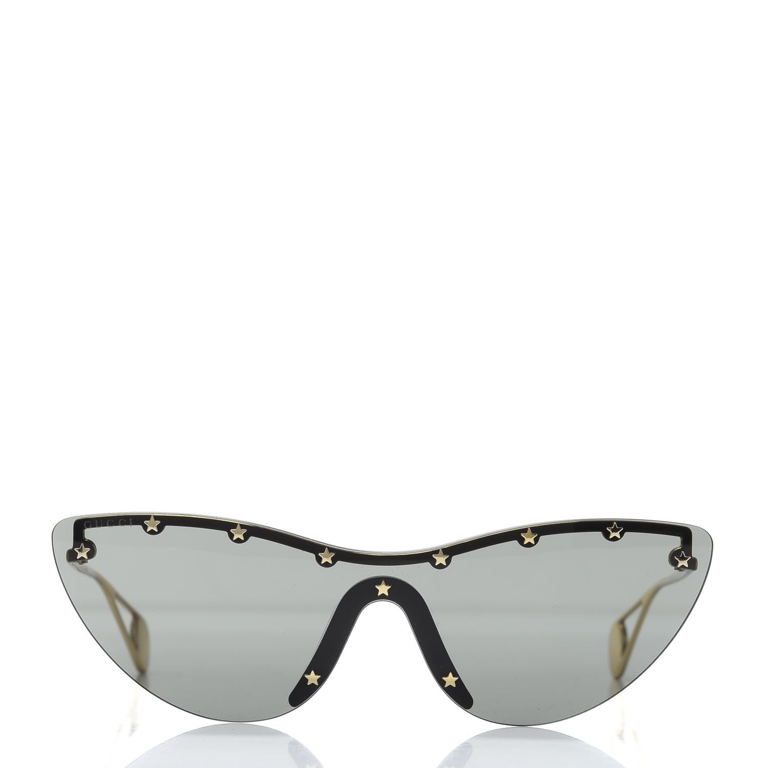 Gucci Rimless Star Studded 90mm Cat Eye GG0666S Sunglasses Black Gold 2 of 7
