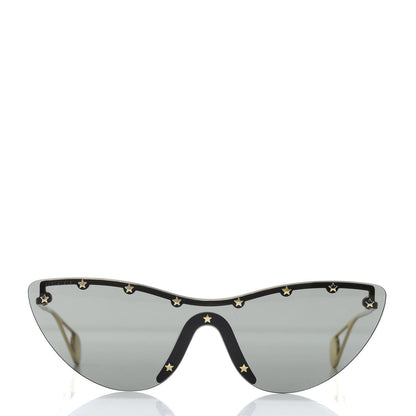 Gucci Rimless Star Studded 90mm Cat Eye GG0666S Sunglasses Black Gold 2 of 7