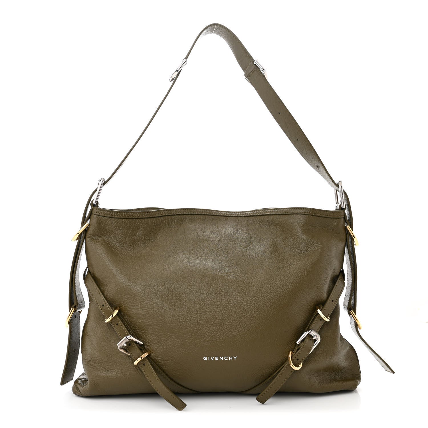 Givenchy Tumbled Calfskin Medium Voyou Bag Dark Khaki 1 of 10
