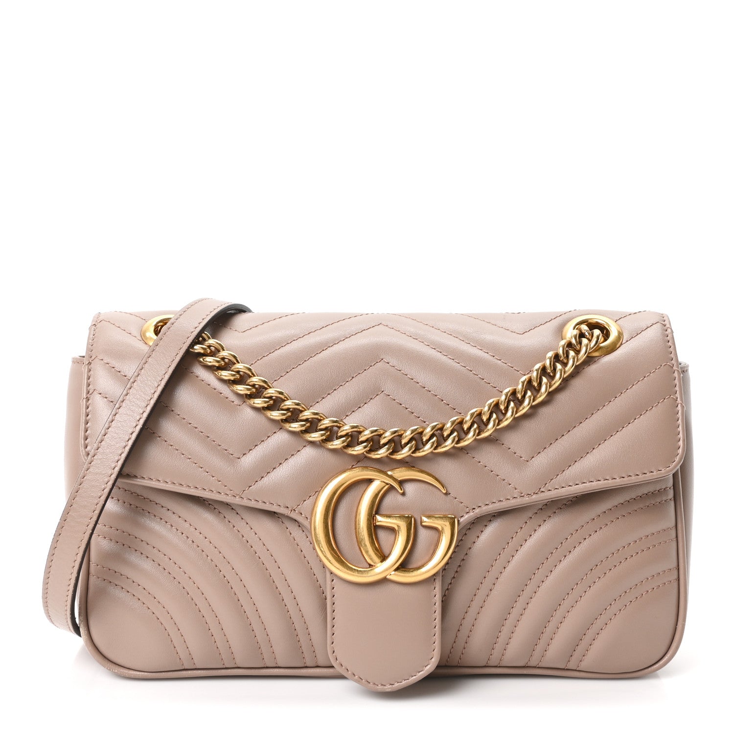 Gucci Calfskin Matelasse Small GG Marmont Shoulder Bag Porcelain Rose 1 of 9