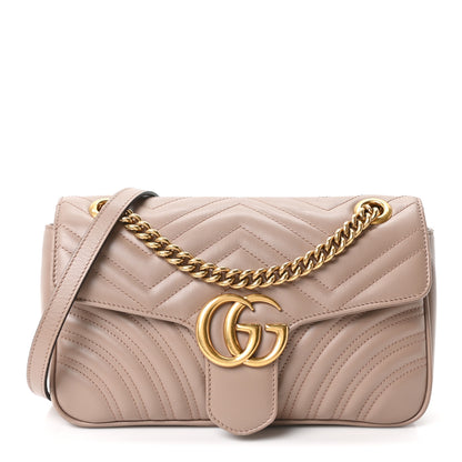 Gucci Calfskin Matelasse Small GG Marmont Shoulder Bag Porcelain Rose 1 of 9