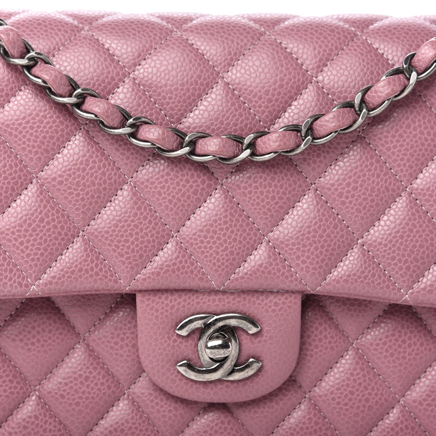 Chanel Caviar Quilted Medium Double Flap Pink 10 of 10