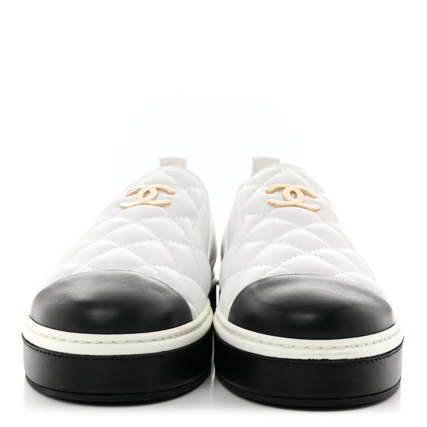 Lambskin Quilted Womens CC Stroll Sneakers 40.5 White