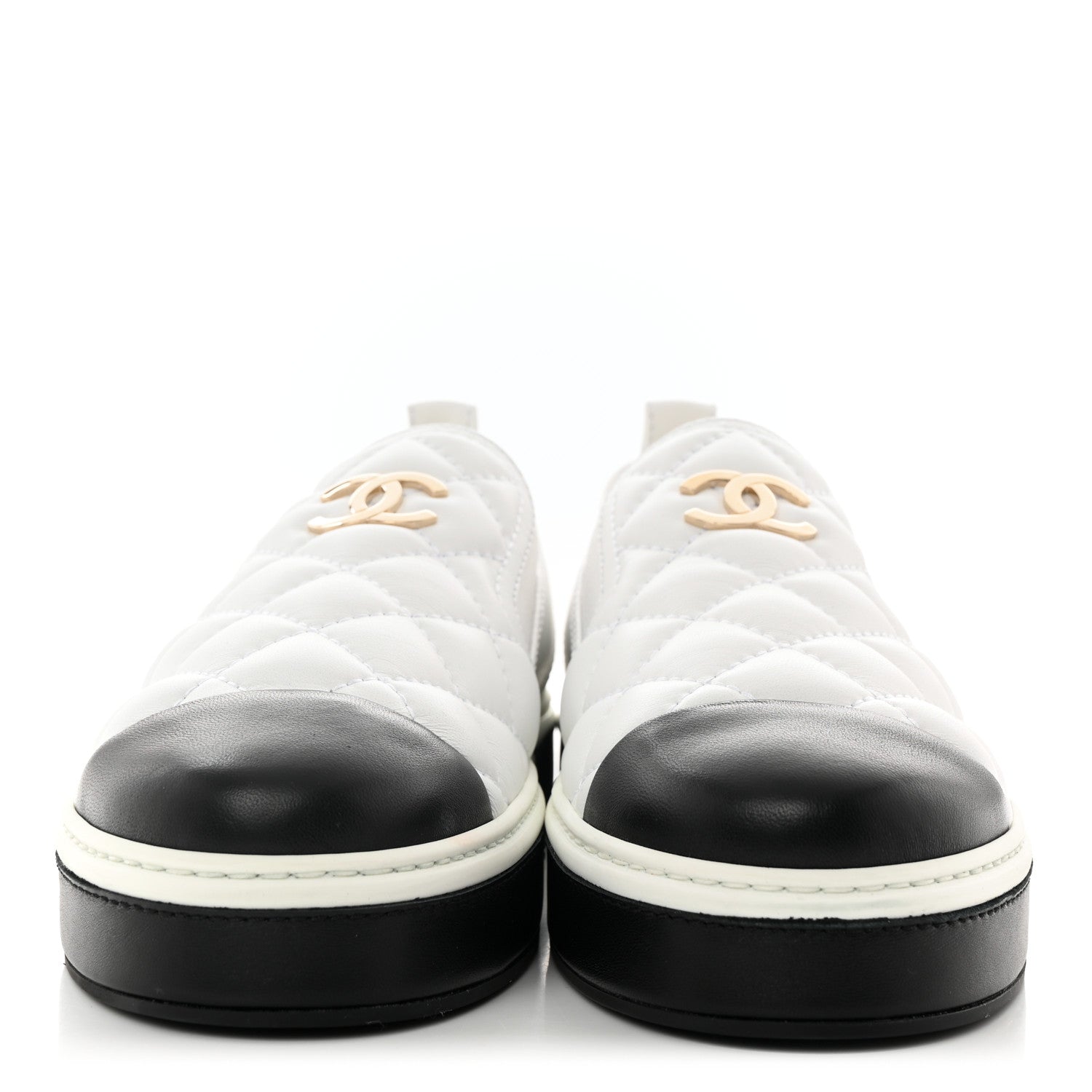 Chanel Lambskin Quilted Womens CC Stroll Sneakers 40.5 White 2 of 9
