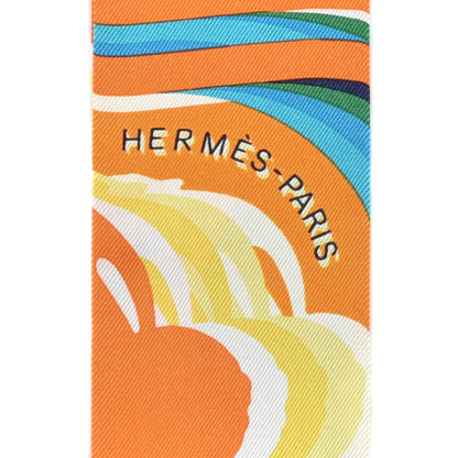 Hermes Silk Brides De Gala Shadow Twilly Orange Jaune Turquoise 3 of 4
