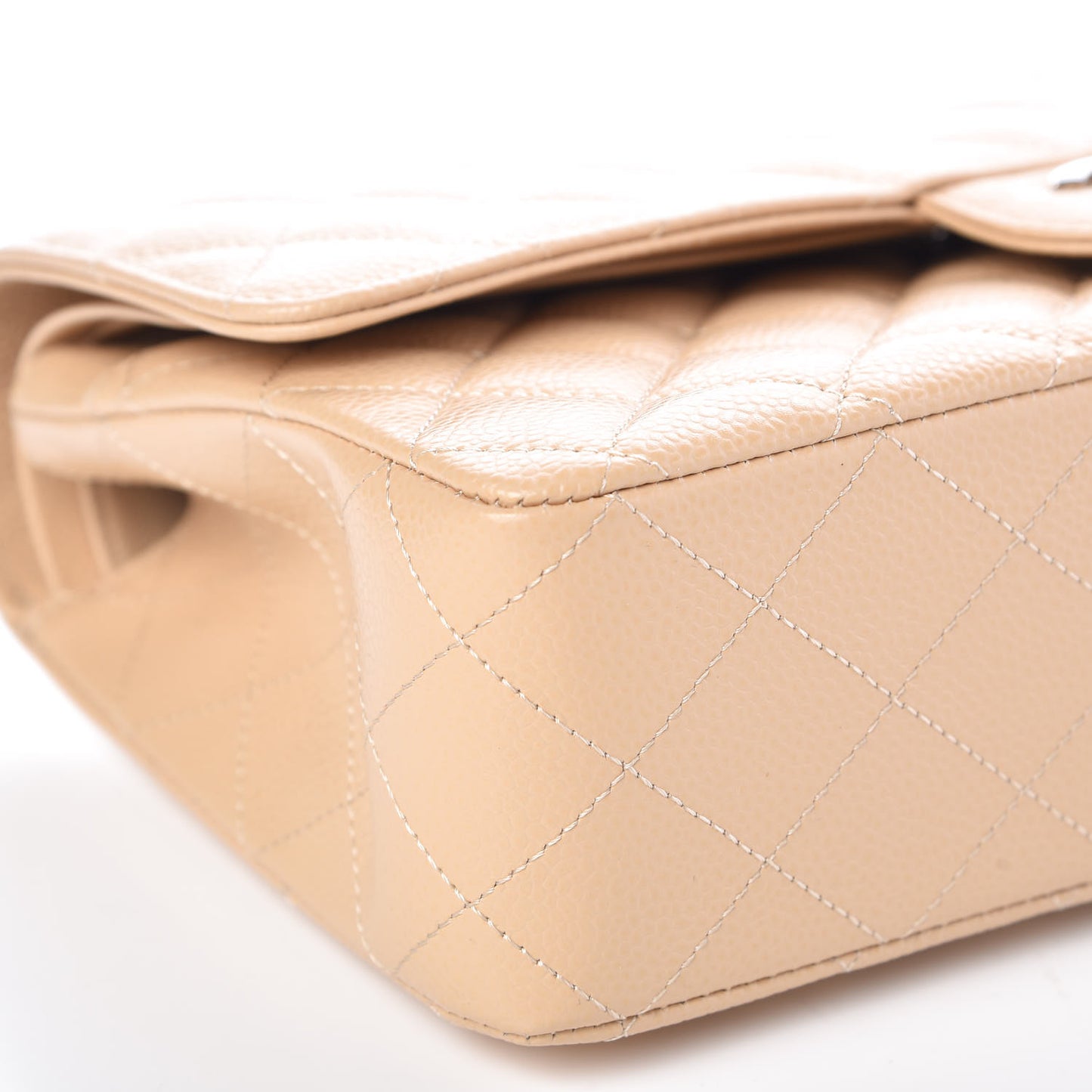 Caviar Quilted Medium Double Flap Beige Clair