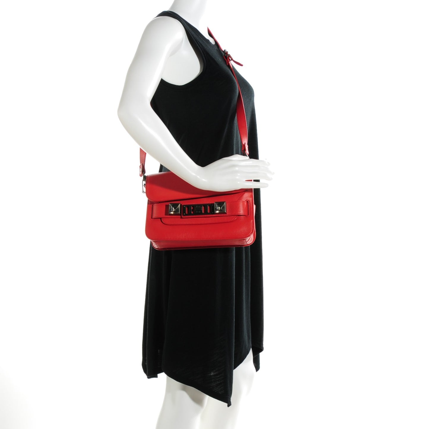 Calfskin Mini PS11 Classic Shoulder Bag Fire Red