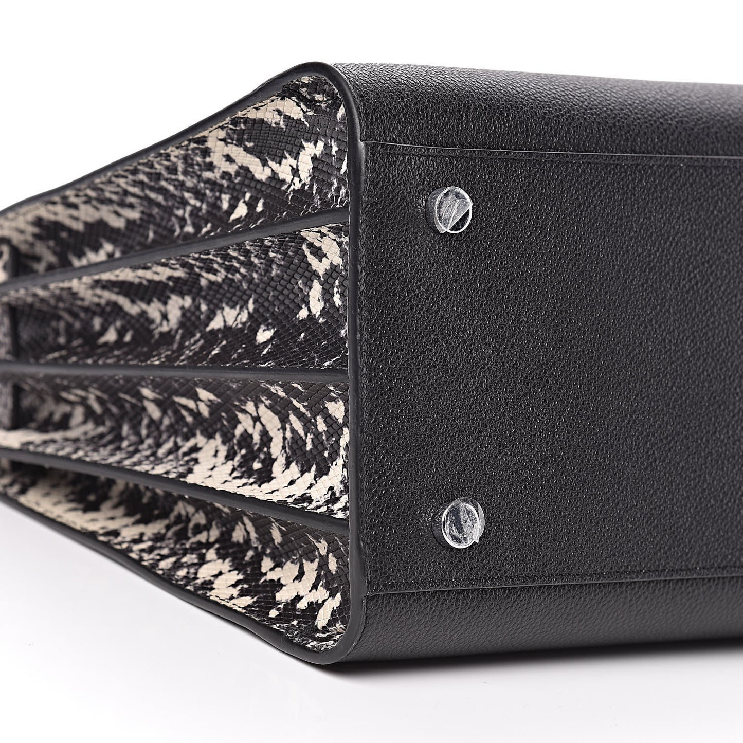 Grained Calfskin Embossed Python Small Sac De Jour Black