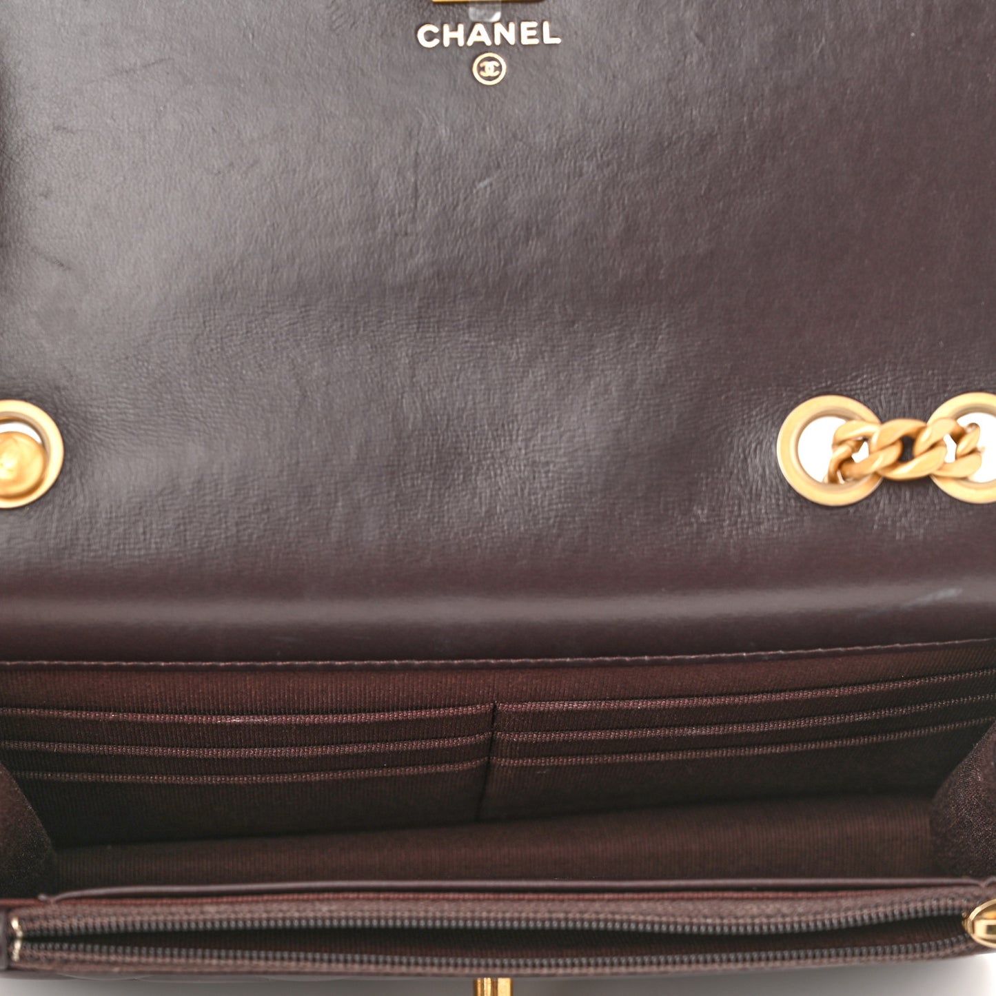 Lambskin Quilted Pillow Crush Wallet On Chain WOC Dark Brown