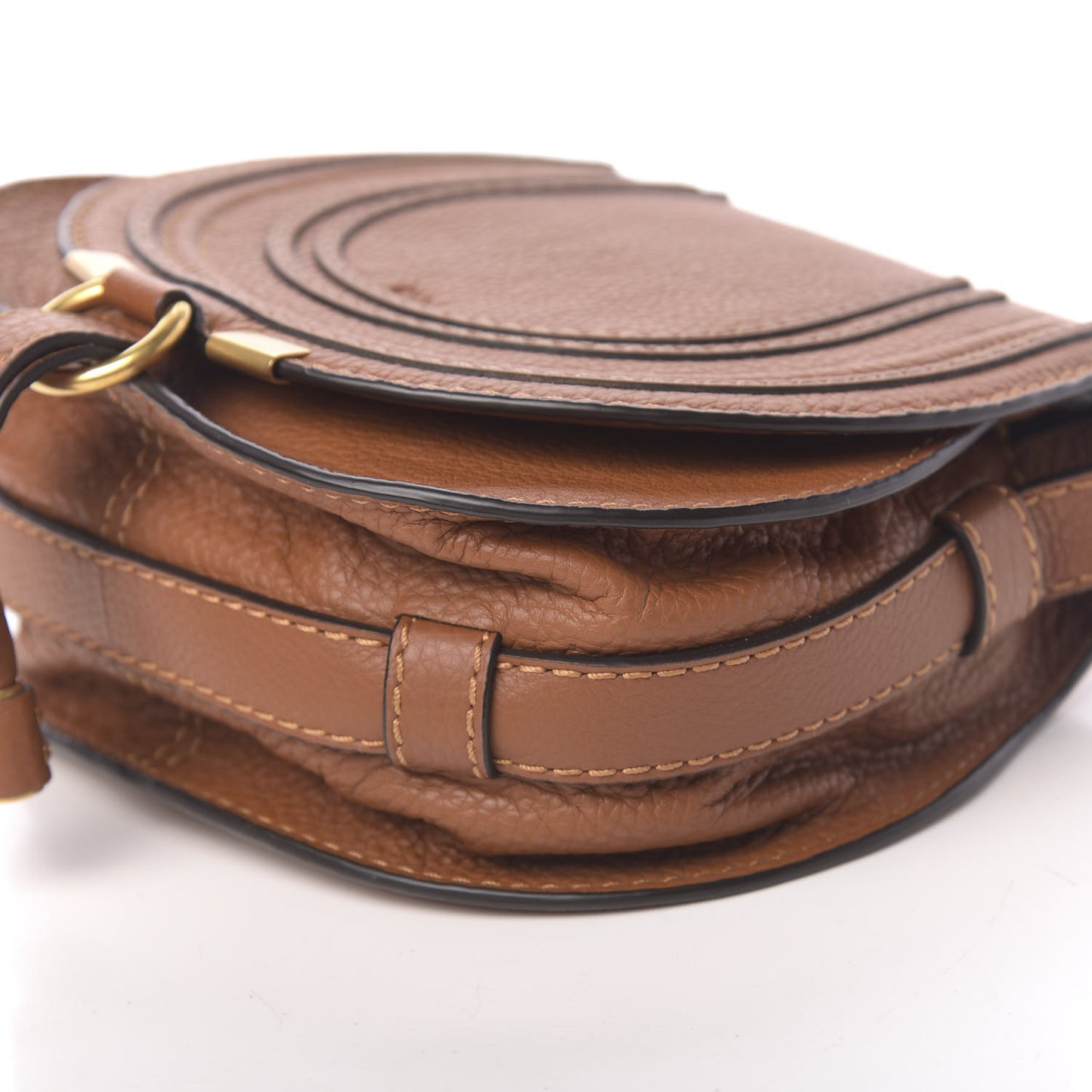 Calfskin Mini Marcie Round Crossbody Bag Tan
