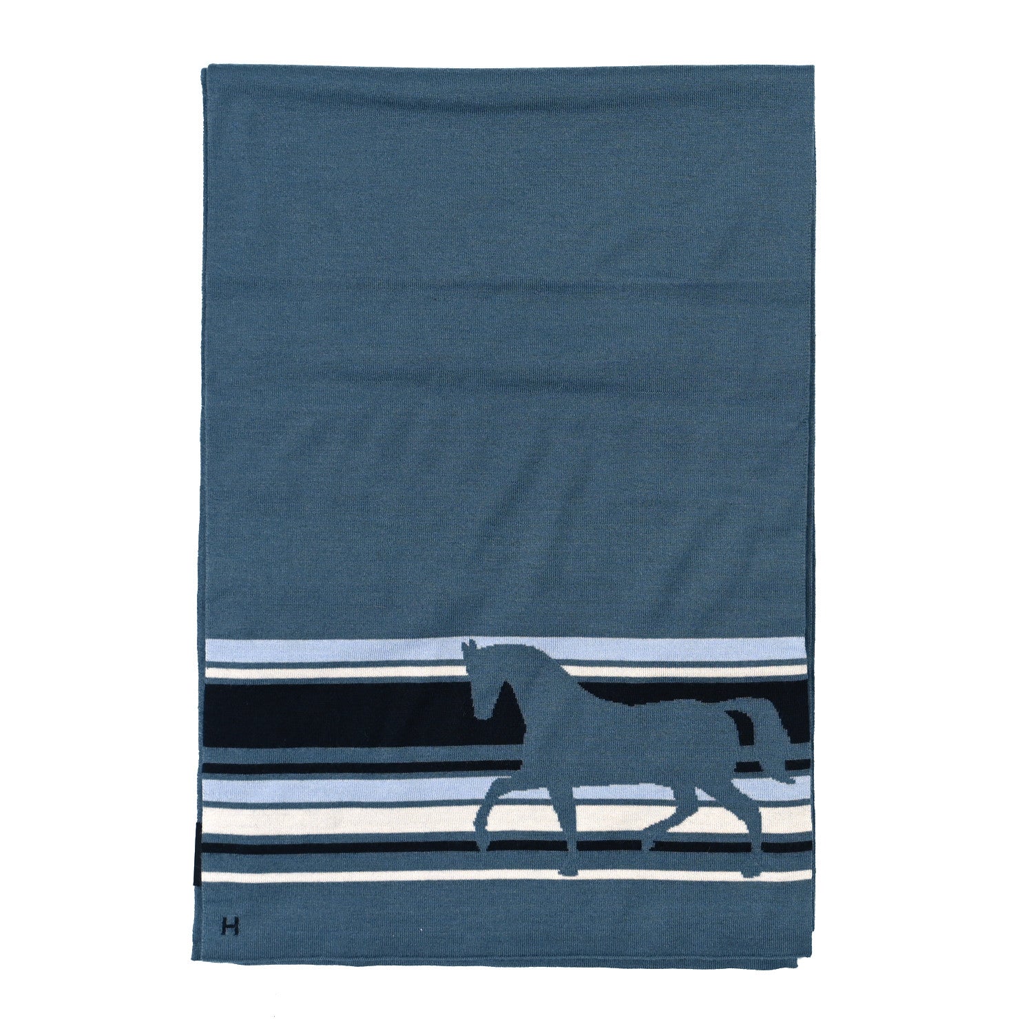 Hermes Cashmere Silk Tempete Stole Marine Ciel 2 of 3