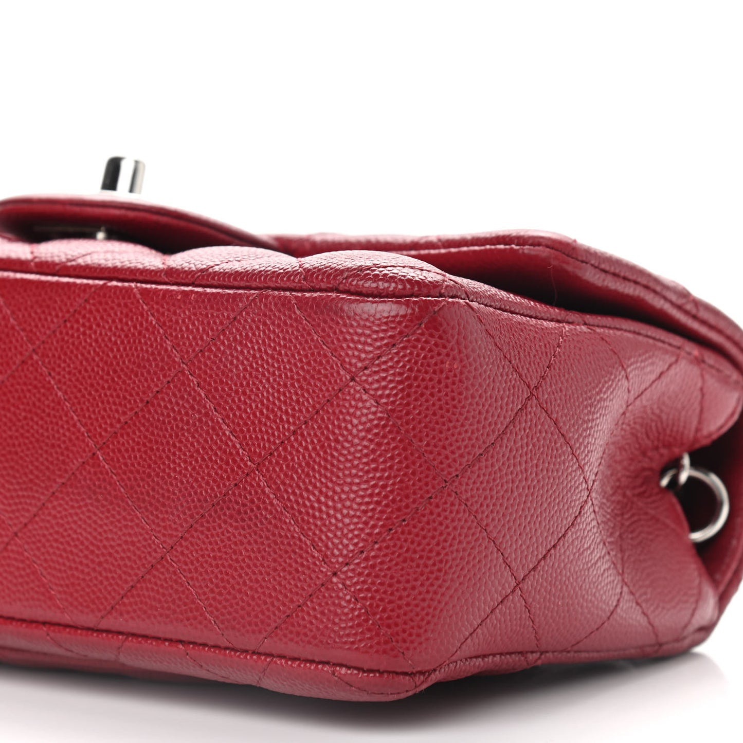 Caviar Quilted Mini Rectangular Flap Dark Red