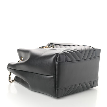 Chanel Calfskin Quilted Daily Chevron Drawstring Bag Black 4 of 10
