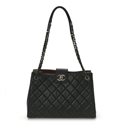 Chanel Caviar Quilted Large CC Accordion Shopping Bag Black 1 of 9