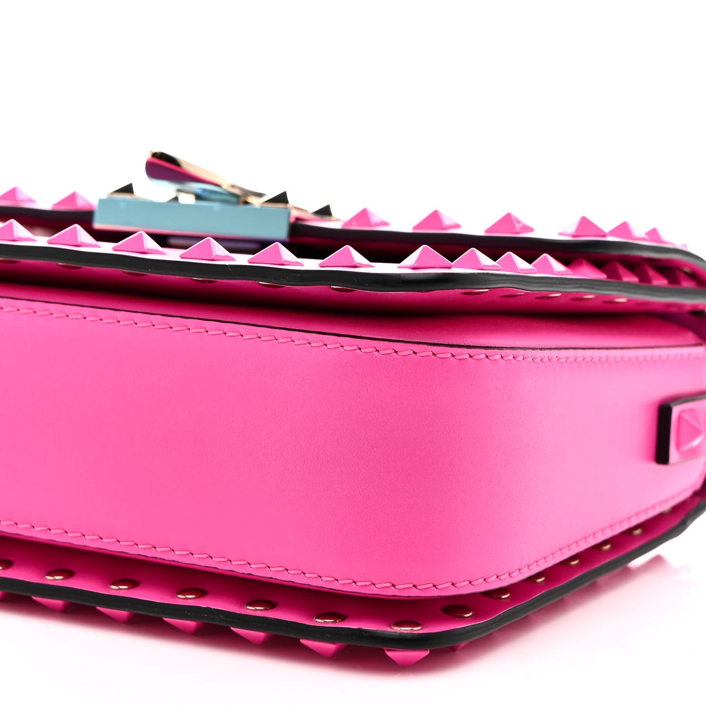 Smooth Calfskin Enamel Tonal Small Rockstud23 Shoulder Bag Pink PP