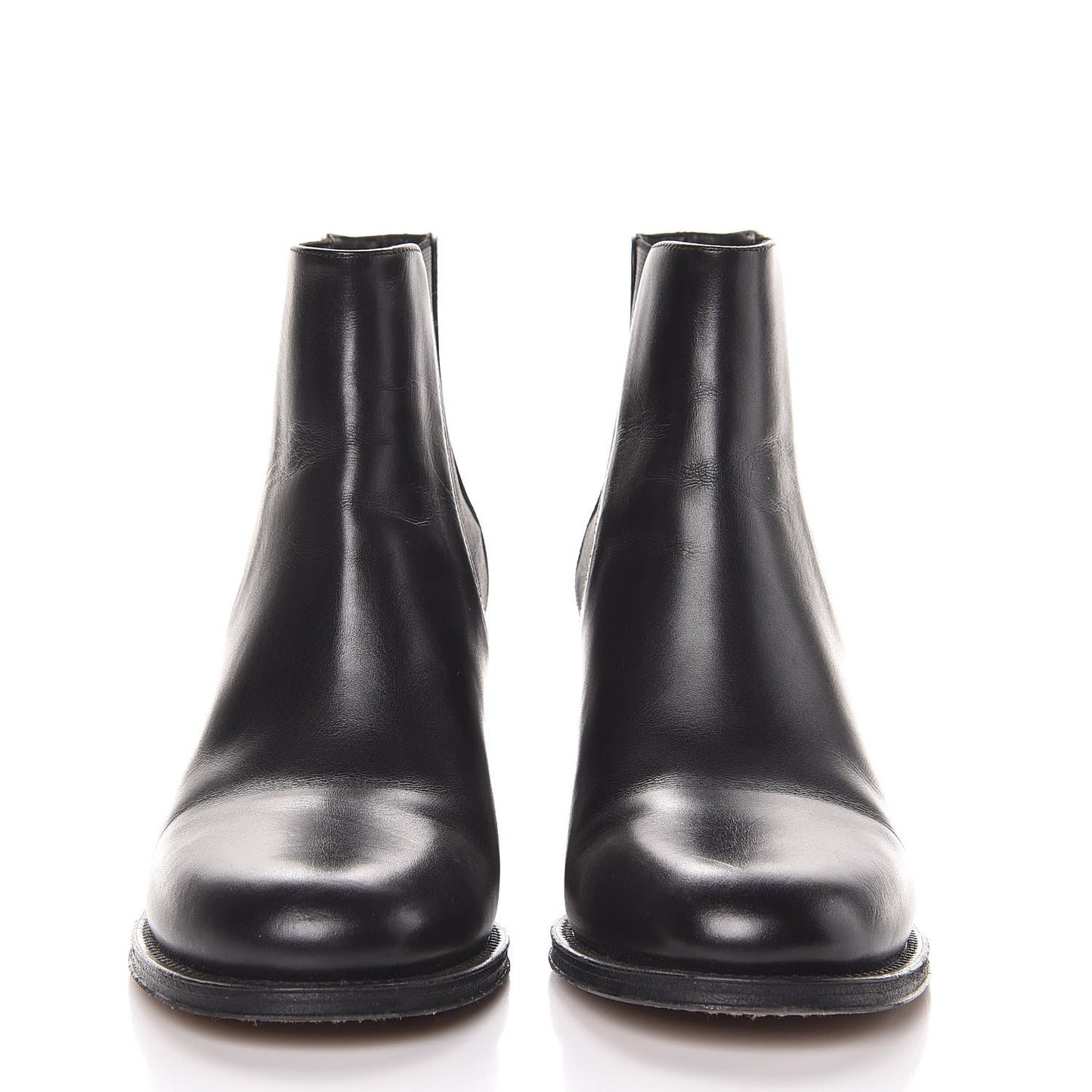 Glazed Calfskin Short Boots 39 Black