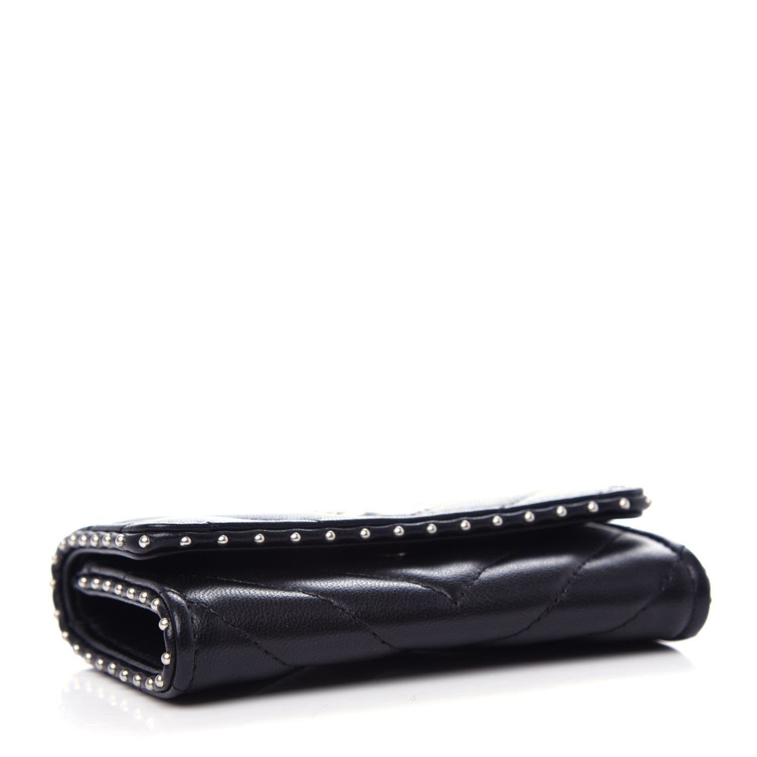 Chanel Lambskin Chevron Quilted Studded Card Holder Black 4 of 9